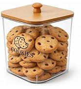 Mowhut Cookie Jars with Wooden Lids Airtight, 2L Plastic Cookie Tin, Wide Mouth Candy Jar, Kitche...