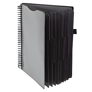 Black spiral organizer with pockets