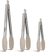 EEKEDO Kitchen Tongs, Stainless Steel Cooking Tongs with Silicone Tips, 600ºF High Heat-Resistant
