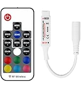 17 Key RF Wireless Remote LED Controller, Mini RGB Remote for 5050 3528 5630 LED Strip Lights, 5V...