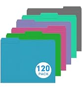 File Folder, HERKKA 120 Pack 1/3 Cut Tab File Folders, Letter Size, Assorted 6 Colors, Colored Fi...