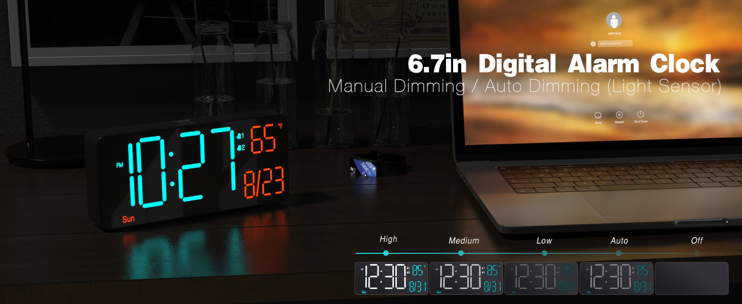 6.7in digital clock