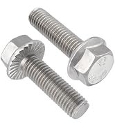 VGBUY M6-1.0 x 20mm Flanged Hex Head Bolts,304 Stainless Steel 18-8,Fully Threaded,Silver Externa...