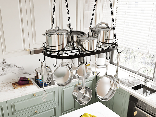 pots and pans hanging rack