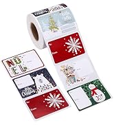 SUNCOLOR Christmas Gift Tags, 500 Count, 3x2 Inch Self-Adhesive Labels, 6 Festive Designs, to-fro...