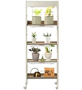 Vego garden 4 Tier Indoor Rolling Metal Corner Plant Stand with Grow Light, Full Spectrum LED Gro...