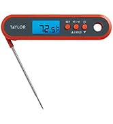 Taylor Digital Waterproof Food Meat and Candy Thermometer, with a Folding Probe, programmable pre...