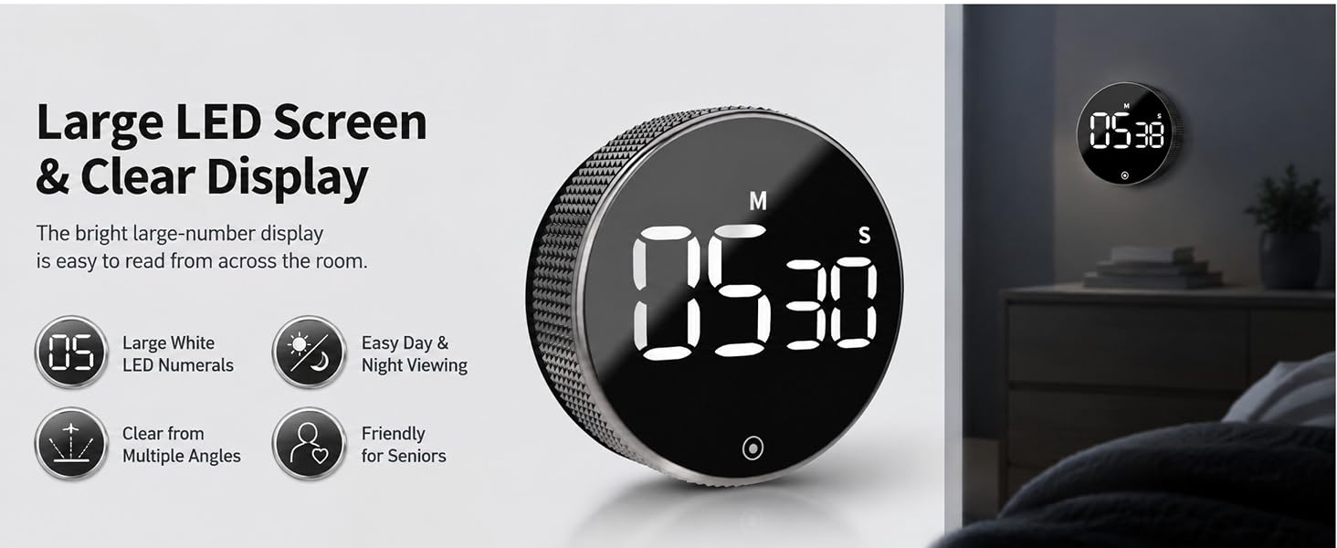 digital kitchen timer, countdown timer, magnetic kitchen timer, digital countdown clock, SPN-RECPP