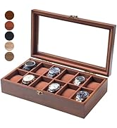 Exper City Watch Box, Watch Case for Men Women with Large Glass Lid, Wooden Watch Display Storage...