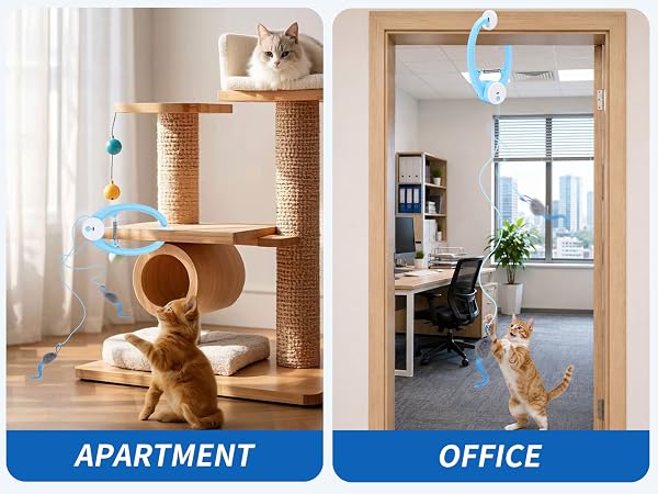 VOXGET Interactive Cat Toys Automatic Fly Feather Wand Indoor Bored Kittens Self Play Hang Toy Chase