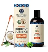 Natruveda Coconut Oil Pulling Mouthwash – Natural Whitening Ayurvedic Rinse | Fresh Mint Blend | ...