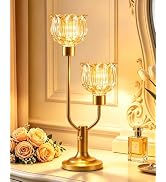 TECHYAP Gold Mid Century Modern Table Lamp Dimmable Vintage Glass Lamp | Amber Glass Desk Lamp 2 ...