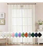 ABLUEN Natural Sheer Curtains 84 Inches Long, Privacy Semi Sheer Curtains for Living Room Bedroom...
