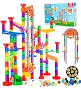 247Pcs Marble Run with Motorized Elevator, Construction Building Blocks Toys with 30 Glass Marble...