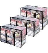 Vieshful 3 Pack 40L+60L+90L Clear Clothes Storage Bag, Zippered Closet Organizer, Plastic Storage...