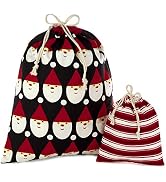 Hallmark Drawstring Christmas Gift Bag Set (2 Fabric Bags with Drawstrings; 1 Medium 10", 1 Extra...