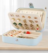 Travel Jewelry Box, PU Leather Small Jewelry Organizer for Women Girls, Double Layer Portable Min...