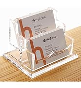 Business Card Holder for Desk 2 Tier 2 Slots, Clear Acrylic Business Card Display Stand for Women...