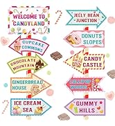 20 Pieces Candyland Decorations Welcome to Candyland Signs Candy Party Decorations for Kids Girls...