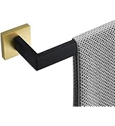 TQKAG Single Towel Bar Black and Gold 23.6 Inch Bathroom Towel Holder Rail Stainless Steel Wall M...