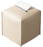 REGELETO Square Tissue Box Cover, Pu Leather Tissue Box Holder with Bottom Belt Modern Stylish Ti...
