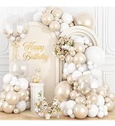 Pearl White Balloon Arch Kit Double-Stuffed Pearl Sand White Balloon Garland Different Sizes 18/1...