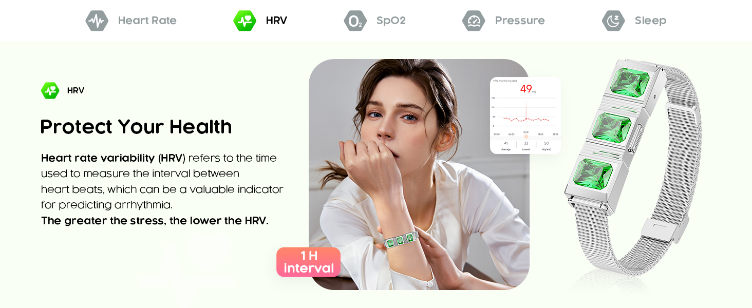 Women's Smart Bracelet with hrv