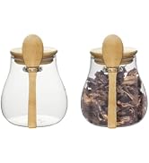 wangsdjy Glass Storage jars with Bamboo Lids and Spoon -16 oz Airtight Storage Containers Glass j...