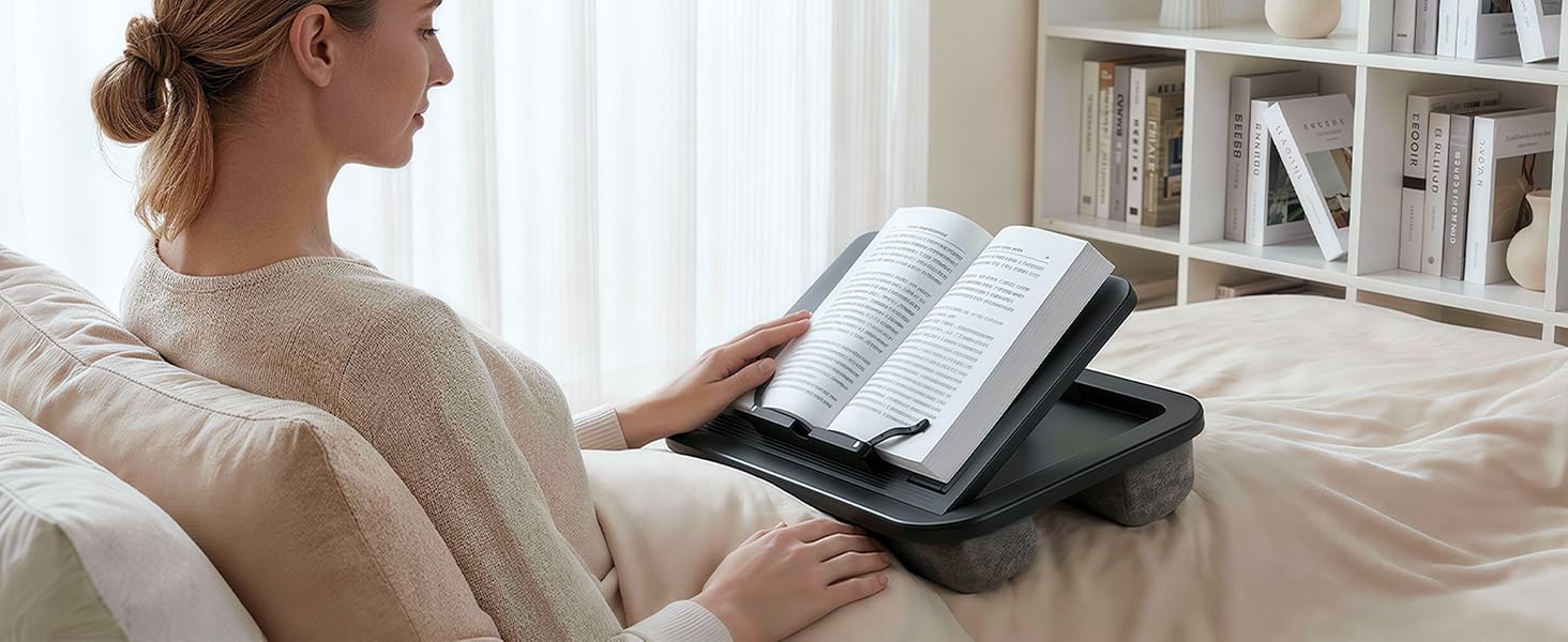 Adjustable Lap Desk, 8 Angles Ergonomic, Soft Cushion, Anti-Slip Baffle Laptop Lap Desk