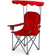 ALPHA CAMP Oversized Camping Chair with Shade Canopy, Folding Lawn Chairs with Cup Holders, Campi...