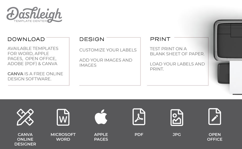 dashleigh template center sheet labels printable waterproof white vinyl