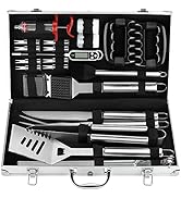 POLIGO 26PC Exclusive BBQ Grill Accessories in Aluminum Case for Birthday Christmas Grilling Gift...