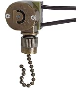 Ceiling Fan Light Switch Metal Zing Ear ZE-109M,Two-Wire ON-Off Pull Chain Switch, Compatible wit...