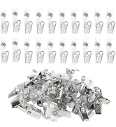 Happy Trees 50 Pcs Metal Badge Clips with Clear PVC Straps, ID Holder Clip for Badge Holders, Nam...