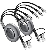 Minlu 3 in 2 Multi Charging Cable,2Pack 4Ft Retractable Chargers for All Devices,Multiple USBC Ch...