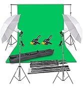 EMART 8.5X10 FT Photography Backdrop Continuous Umbrella Studio Lighting Kit, 6X9 FT Muslin Chrom...