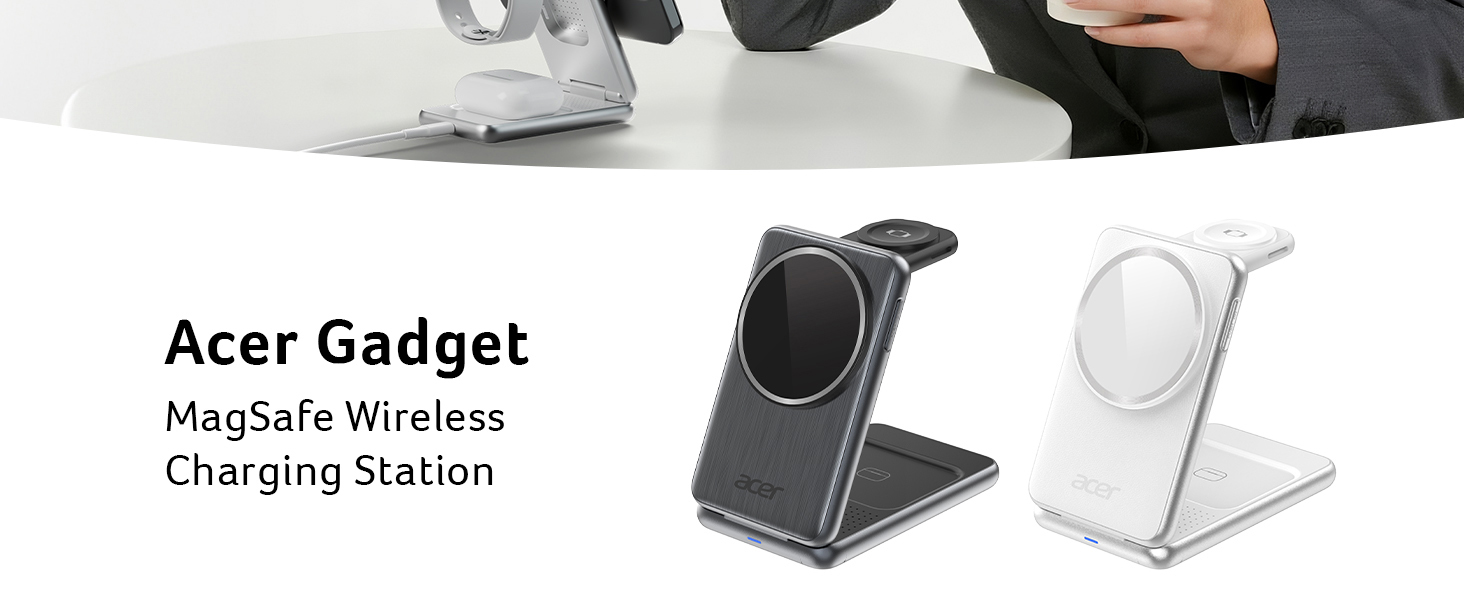 Acer Magnetic Wireless Charger, 3 in 1 Wireless Charging Station