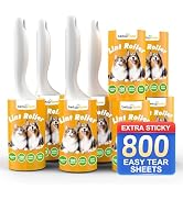 Lint Roller, 800-Sheet Extra Sticky Rollers for Pet Hair, 4 Handles, Value Pack for Dogs, Cats, C...