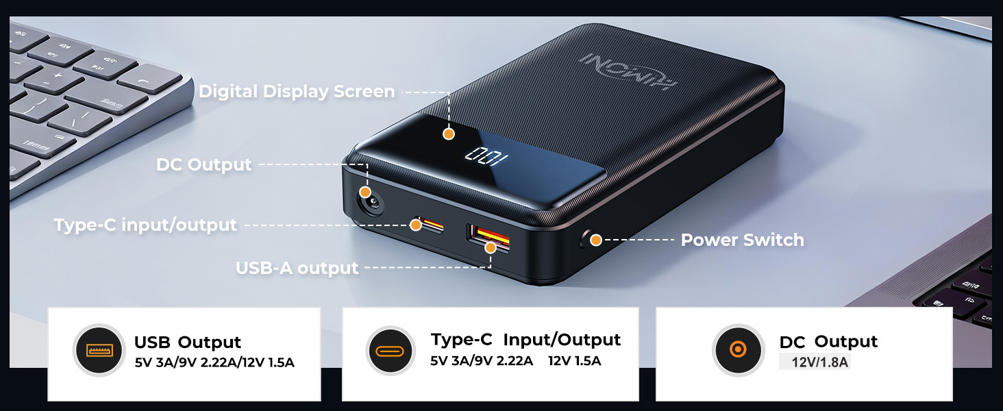 7.4V/5V 20000mAh Heated Vest Battery Pack, Compatible with ORORO and Venustas, Power Bank
