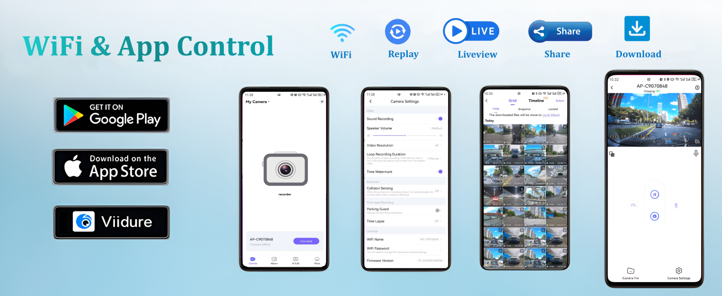 Dash Camera With App Control