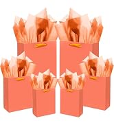 qiqee Pink-Orange Gift Bags with Tissue Paper Mulit Assorted Sizes 10PCS Present Birthday Bags(2p...