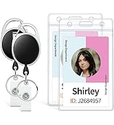 Uniclife Badge Holder Vertical Clear Plastic Case with Retractable Badge Reel Carabiner Clip Soft...