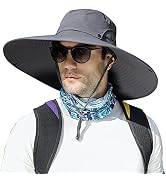 Wide Brim Sun Protection Hat Outdoor Unisex Ventilated Hats for Hiking Beach Fishing Safari Garde...