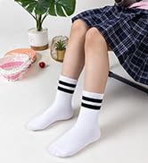 Eyean Kids Athletic Crew Socks Boys Girls Cotton School Uniform Casual Basic Socks 6 Pairs