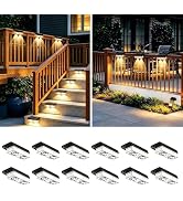 Gahomlumy Solar Fence Lights Outdoor, Brighter Focused Lens Solar Powered Wall Lighting, Waterpro...
