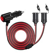 DC 12V/24V 1 to 2 Car Cigarette Lighter Splitter Power Charger Adapter, 3.3FT 2-Way Cigarette Lig...