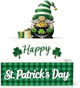 3 PCS Pcs St Patrick's Day Tabletop Decor Wooden Gnomes Tiered Tray Decor – Shamrock Blocks Signs...
