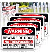 Beware of Dog Signs 4 Pcs 12" x 8" Rust-Proof Dog Warning Sign No Trespassing Sign for Home Farm ...