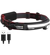 LITEBAND PRO Multi-Beam Rechargeable LED Headlamp, 2500 Lumens, 210° Wide Beam + Focused Spot, Pu...