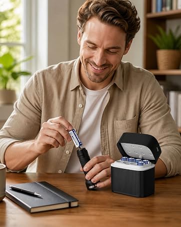 MAXFREE compact AA battery charger, flashlight home workspace